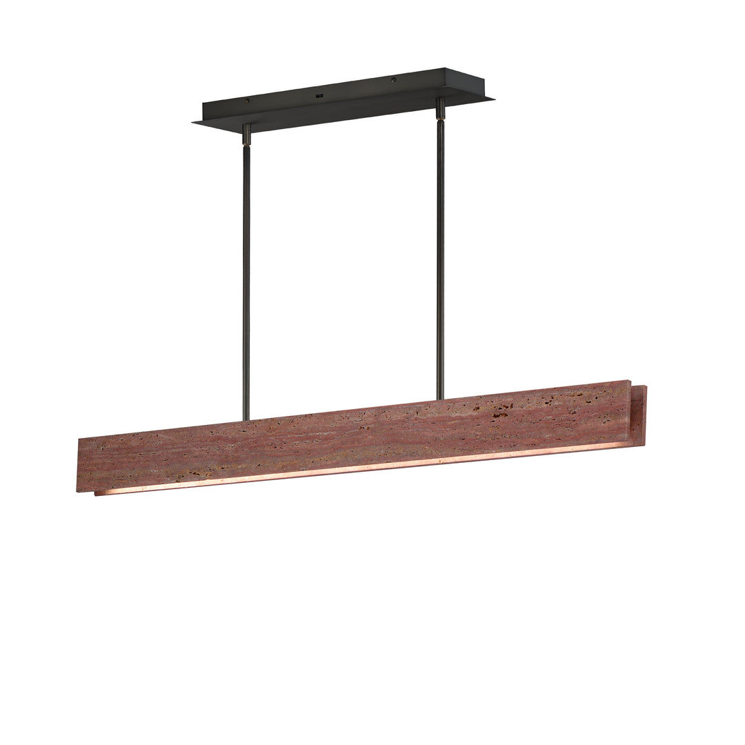 Lintel - LED Linear Stone Pendant in Rosso Laterite / Gunmetal by ET2 Lighting