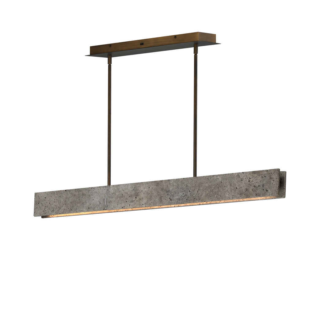 Lintel - LED Linear Stone Pendant in Titanium Travertine / Antique Bronze by ET2 Lighting