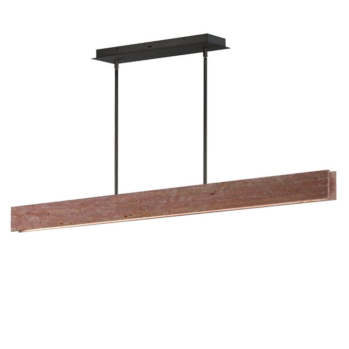 Lintel - LED Linear Stone Pendant in Rosso Laterite / Gunmetal by ET2 Lighting