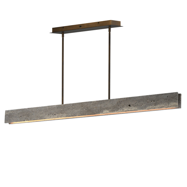 Lintel - LED Linear Stone Pendant in Titanium Travertine / Antique Bronze by ET2 Lighting