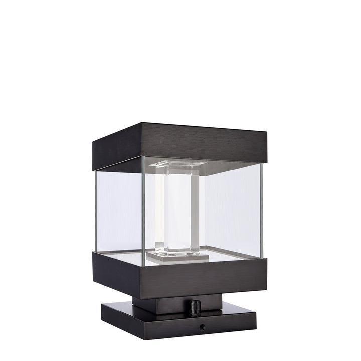 Claro Outdoor Square Glass Bollard, 9", by Zeev
