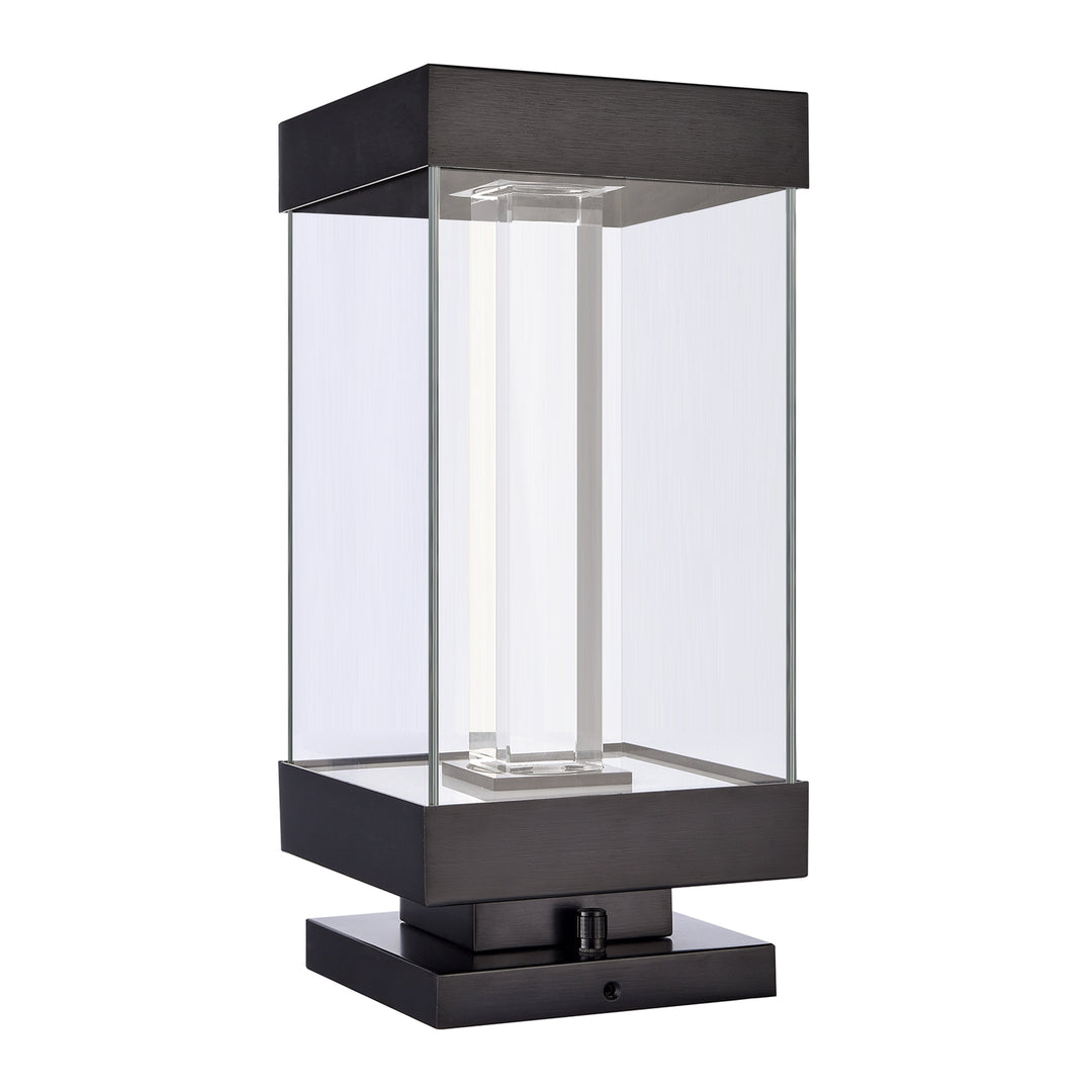Claro Outdoor Square Glass Bollard, 12", by Zeev