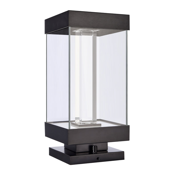 Claro Outdoor Square Glass Bollard, 12", by Zeev