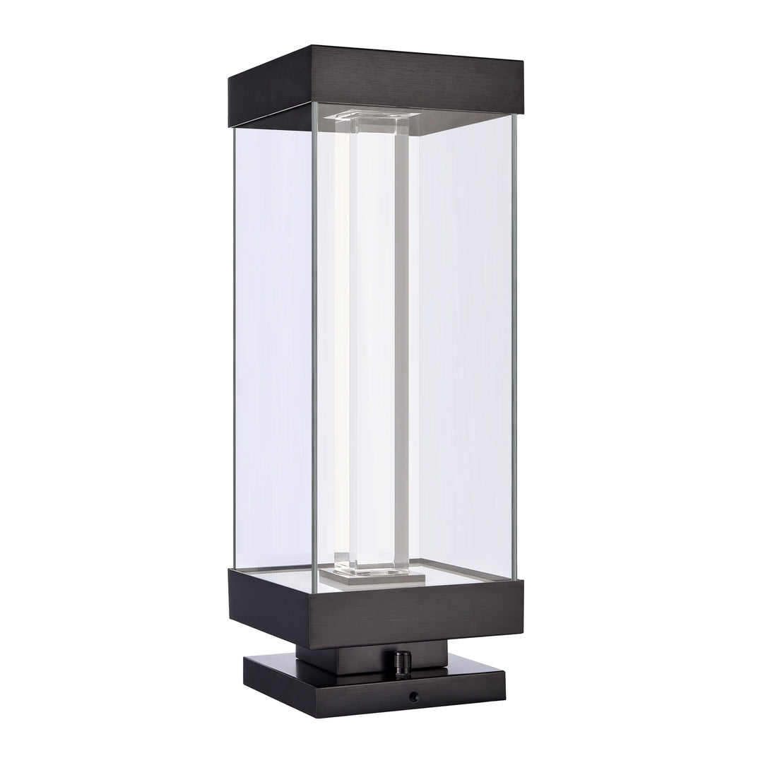 Claro Outdoor Square Glass Bollard, 24", by Zeev