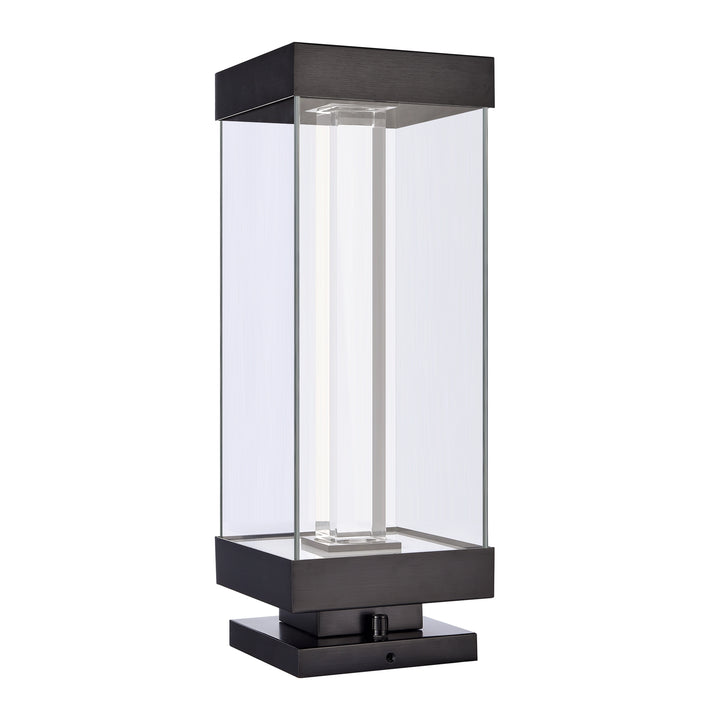 Claro Outdoor Square Glass Bollard, 24", by Zeev