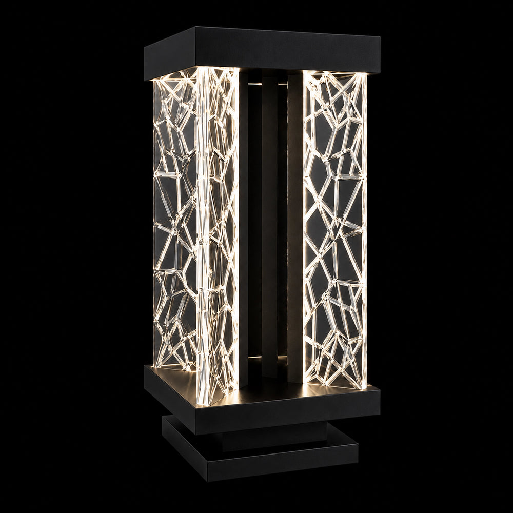 Lucus Outdoor Exterior Carved Glass Bollard Post Mount by Zeev - view 2