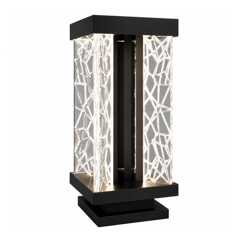 Lucus Outdoor Exterior Carved Glass Bollard Post Mount