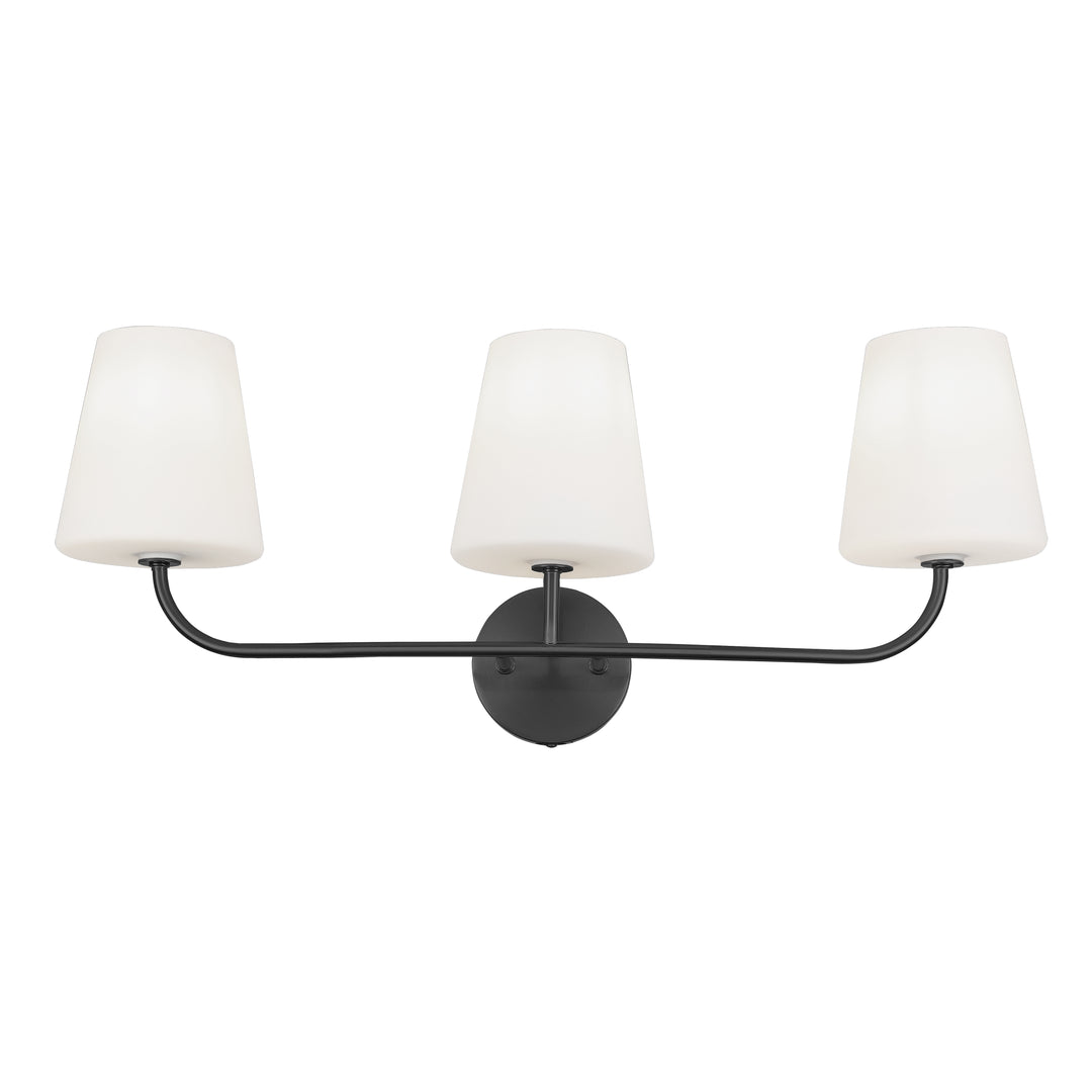 Eleanor 3 Light Incandescent Vanity in Matte Black by Dainolite