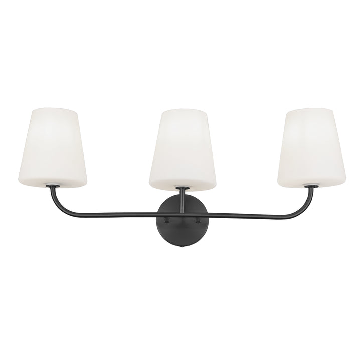 Eleanor 3 Light Incandescent Vanity in Matte Black by Dainolite
