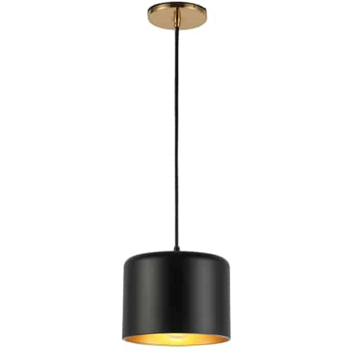 Emilia 1 Light Incandescent Pendant in Black & Aged Brass by Dainolite