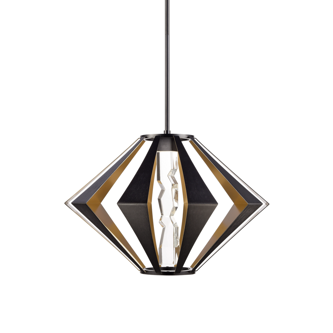Mamadim Outdoor Architectural Crystal Pendant in Satin Brushed Black w/Brass by Zeev