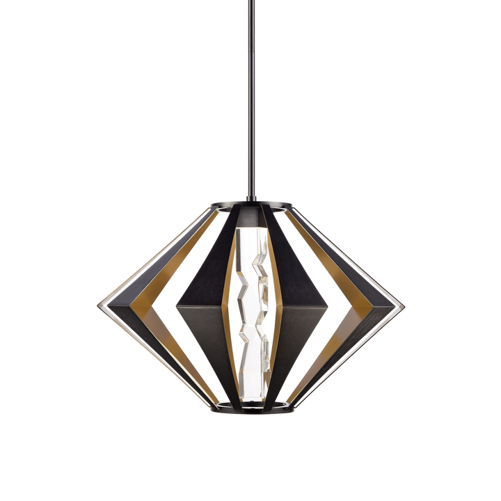 Mamadim Outdoor Architectural Crystal Pendant in Satin Brushed Black w/Brass by Zeev