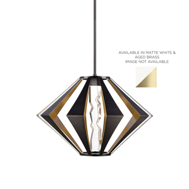 Mamadim Outdoor Architectural Crystal Pendant in White w/Brass by Zeev