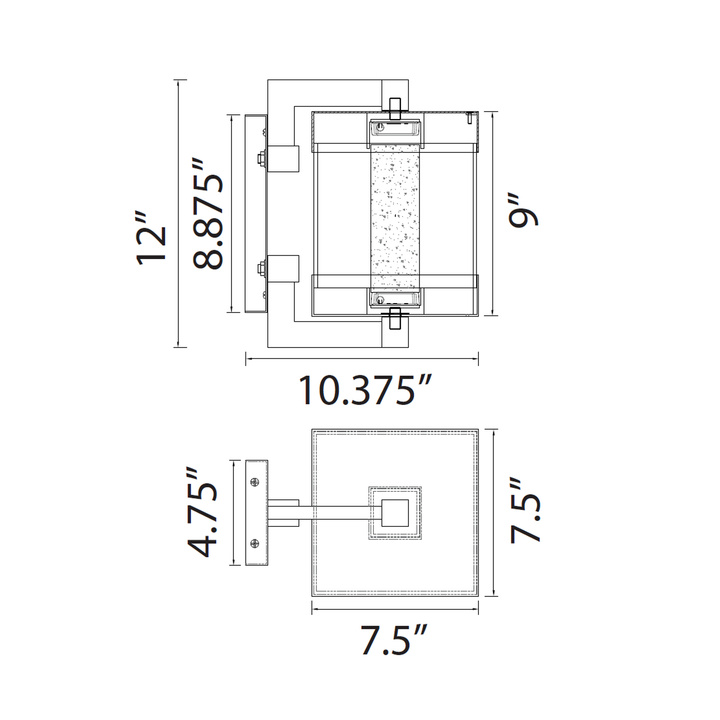 Claro Outdoor Square Glass Wall Sconce by Zeev - view 8