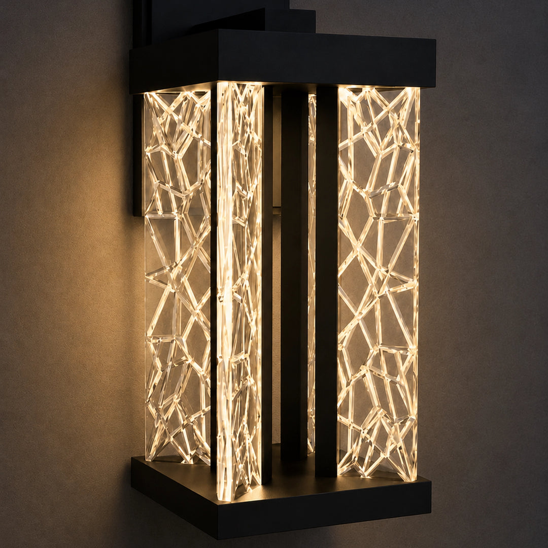 Lucus Outdoor Exterior Carved Glass Wall Sconce by Zeev - view 4