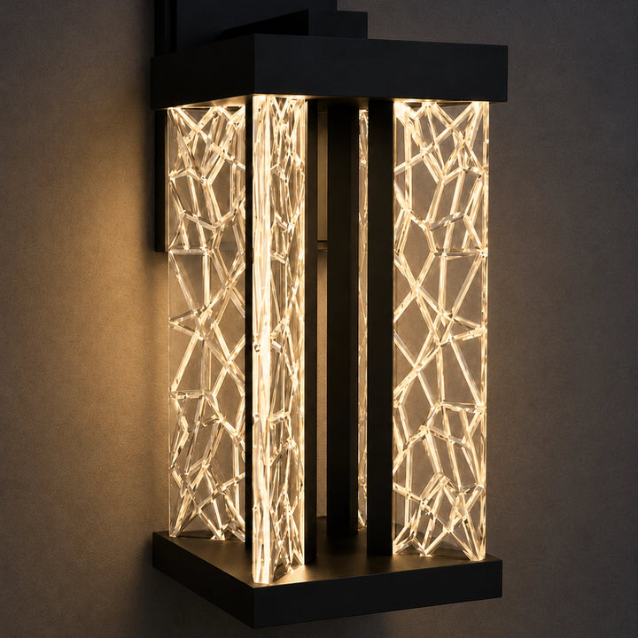 Lucus Outdoor Exterior Carved Glass Wall Sconce by Zeev - view 4