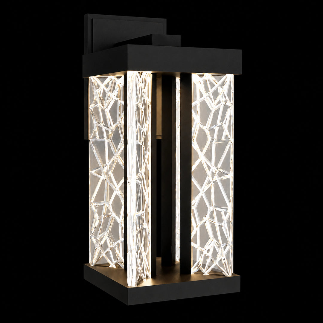 Lucus Outdoor Exterior Carved Glass Wall Sconce by Zeev - view 3