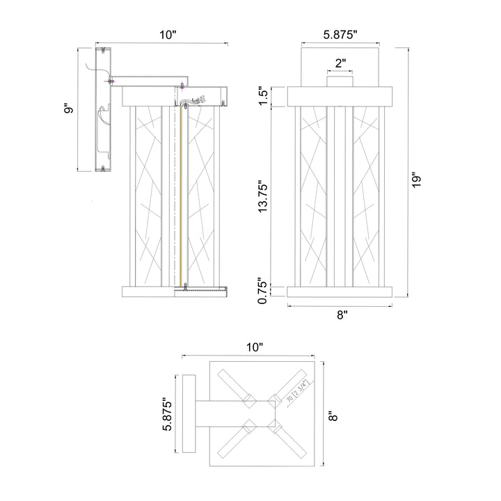 Lucus Outdoor Exterior Carved Glass Wall Sconce by Zeev - view 7
