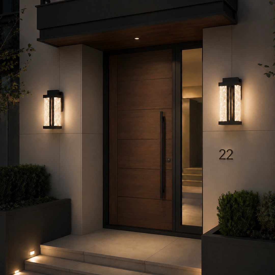 Lucus Outdoor Exterior Carved Glass Wall Sconce by Zeev - view 5
