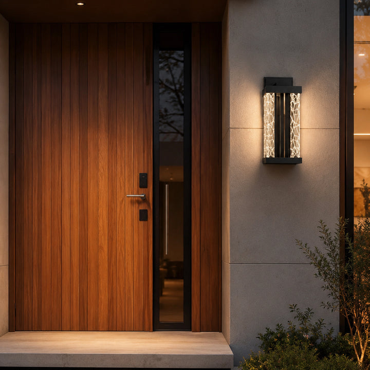 Lucus Outdoor Exterior Carved Glass Wall Sconce by Zeev - view 6