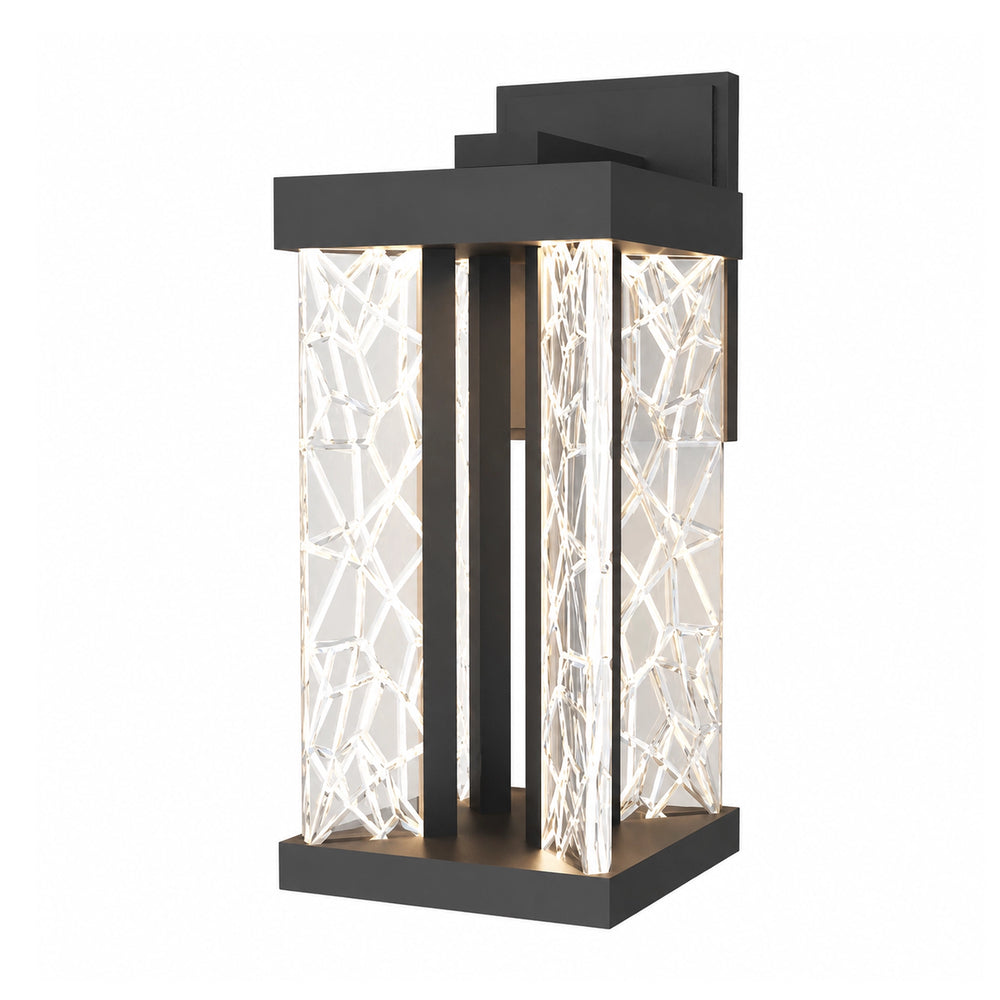 Lucus Outdoor Exterior Carved Glass Wall Sconce by Zeev - view 2