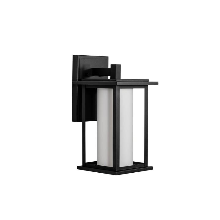 Harborview Outdoor Wall Light in Black with Frosted Glass by Russell