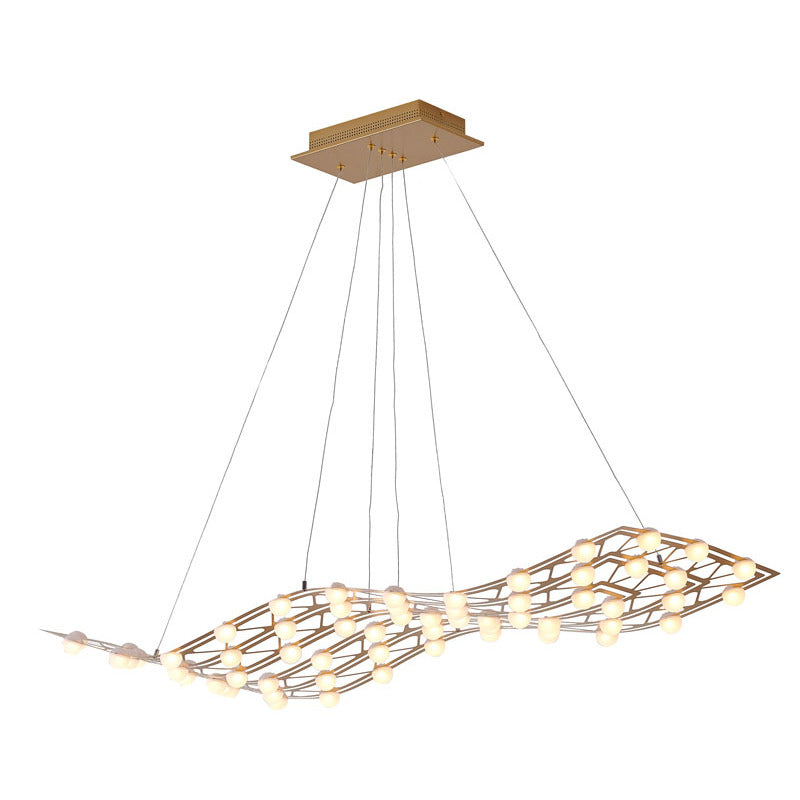 Gold Framed LED Orb Star Light Chandelier with White Acrylic Diffusers by Bethel