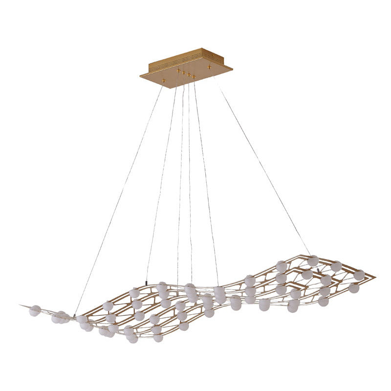 Gold Framed LED Orb Star Light Chandelier with White Acrylic Diffusers by Bethel - view 2