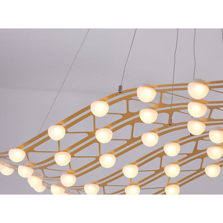 Gold Framed LED Orb Star Light Chandelier with White Acrylic Diffusers by Bethel - view 3