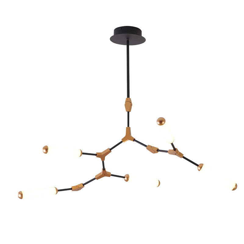 Black & Gold Branch Framed LED Chandelier with White Acrylic Diffusers by Bethel
