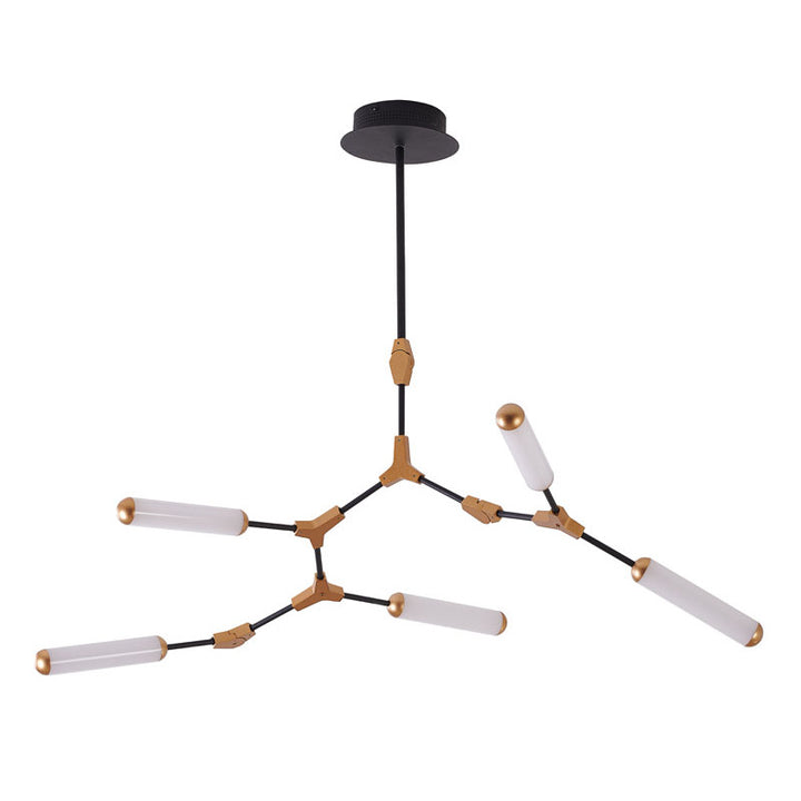 Black &amp; Gold Branch Framed LED Chandelier with White Acrylic Diffusers