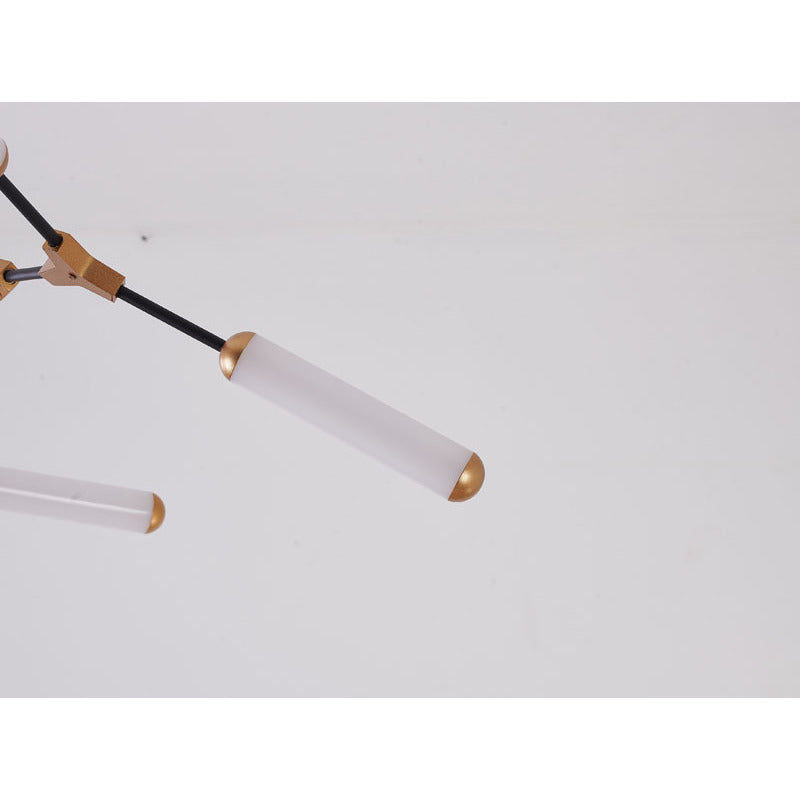 Black &amp; Gold Branch Framed LED Chandelier with White Acrylic Diffusers