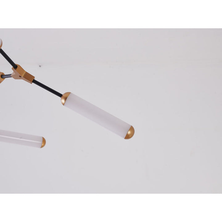 Black &amp; Gold Branch Framed LED Chandelier with White Acrylic Diffusers