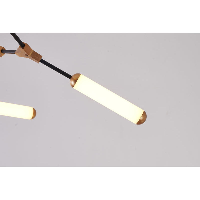 Black &amp; Gold Branch Framed LED Chandelier with White Acrylic Diffusers