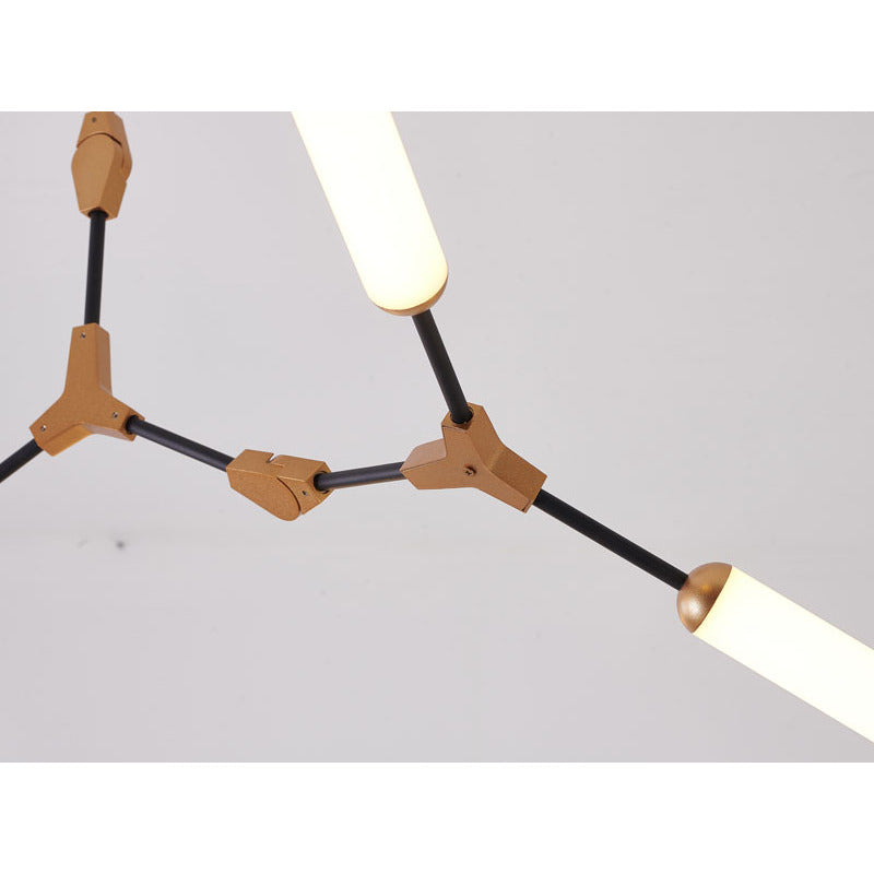 Black &amp; Gold Branch Framed LED Chandelier with White Acrylic Diffusers