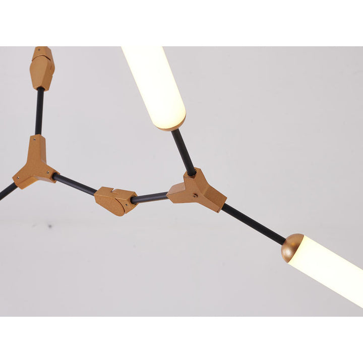 Black &amp; Gold Branch Framed LED Chandelier with White Acrylic Diffusers