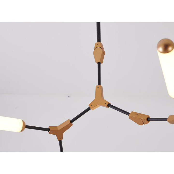 Black &amp; Gold Branch Framed LED Chandelier with White Acrylic Diffusers