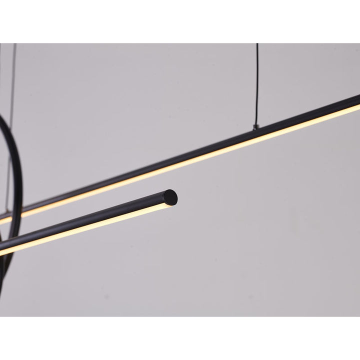 Black Framed Chandelier with Linear and Circular Hanging Pendants by Bethel - view 4