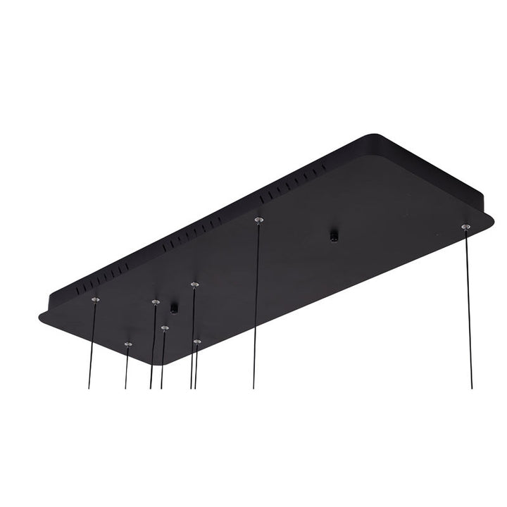 Black Framed Chandelier with Linear and Circular Hanging Pendants by Bethel - view 5