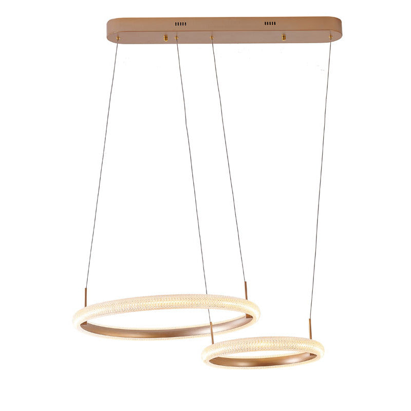 Gold Two Interlocked Ring LED Chandelier with Clear Acrylic Diffuser by Bethel