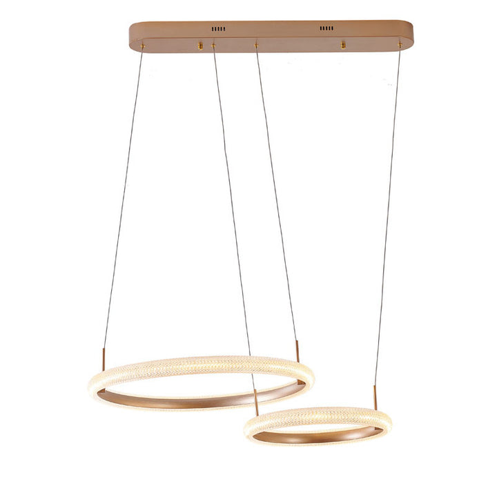 Gold Two Interlocked Ring LED Chandelier with Clear Acrylic Diffuser by Bethel
