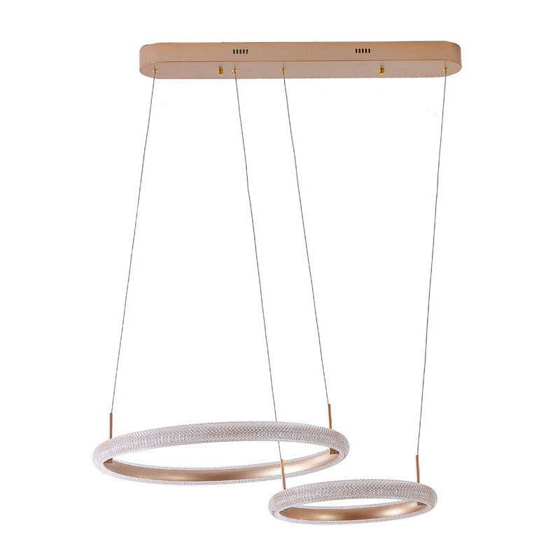 Gold Two Interlocked Ring LED Chandelier with Clear Acrylic Diffuser by Bethel - view 2