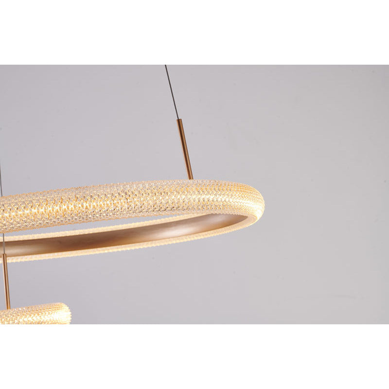 Gold Two Interlocked Ring LED Chandelier with Clear Acrylic Diffuser by Bethel - view 4