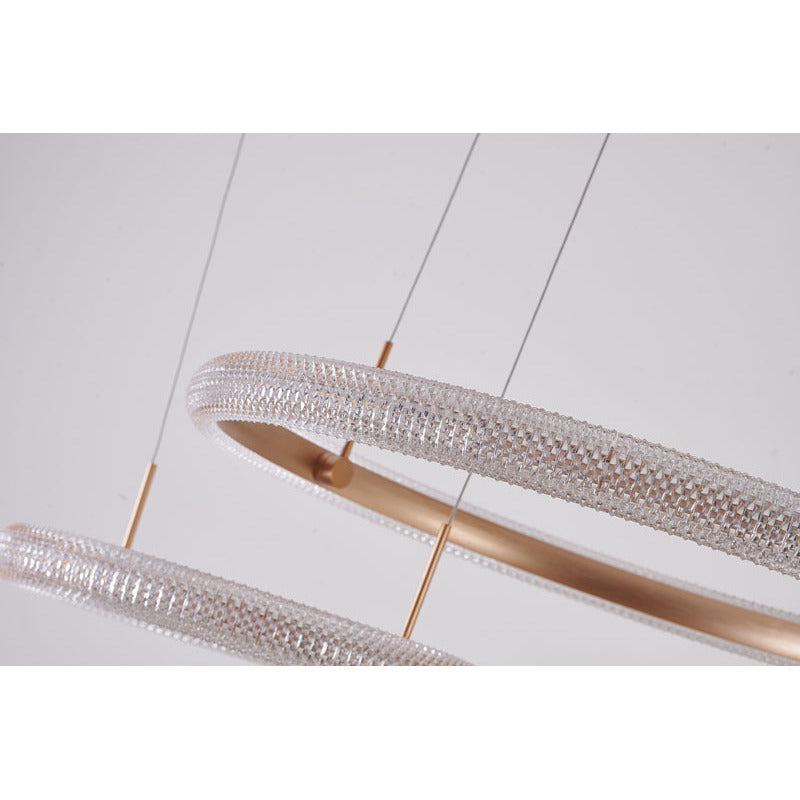 Gold Two Interlocked Ring LED Chandelier with Clear Acrylic Diffuser by Bethel - view 5