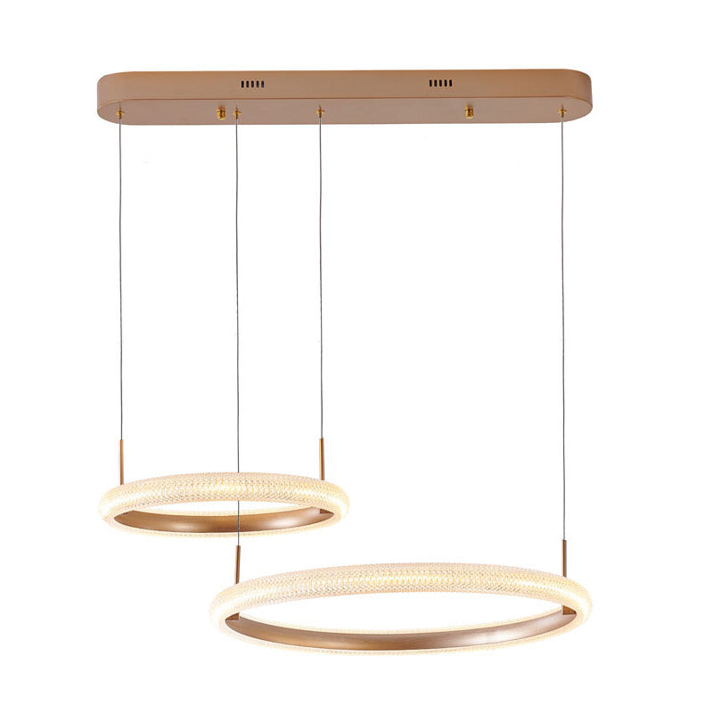 Gold Two Interlocked Ring LED Chandelier with Clear Acrylic Diffuser by Bethel - view 6