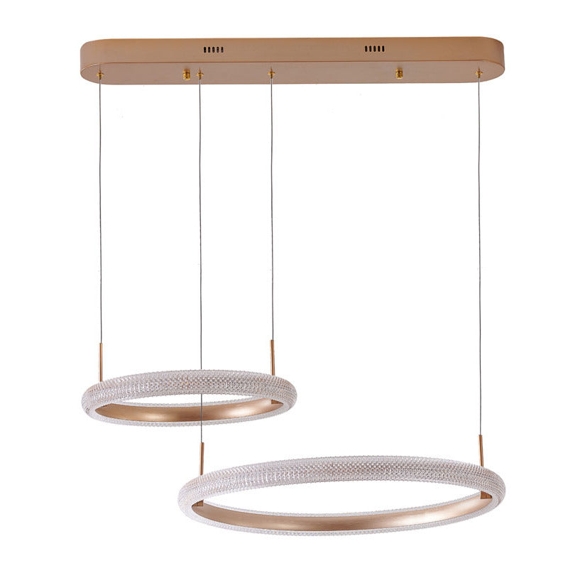 Gold Two Interlocked Ring LED Chandelier with Clear Acrylic Diffuser by Bethel - view 7