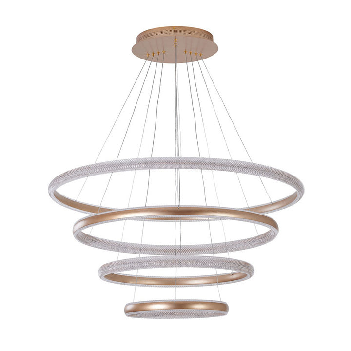 Four Tier Gold Halo Ring LED Chandelier with Clear Acrylic Diffuser by Bethel - view 2