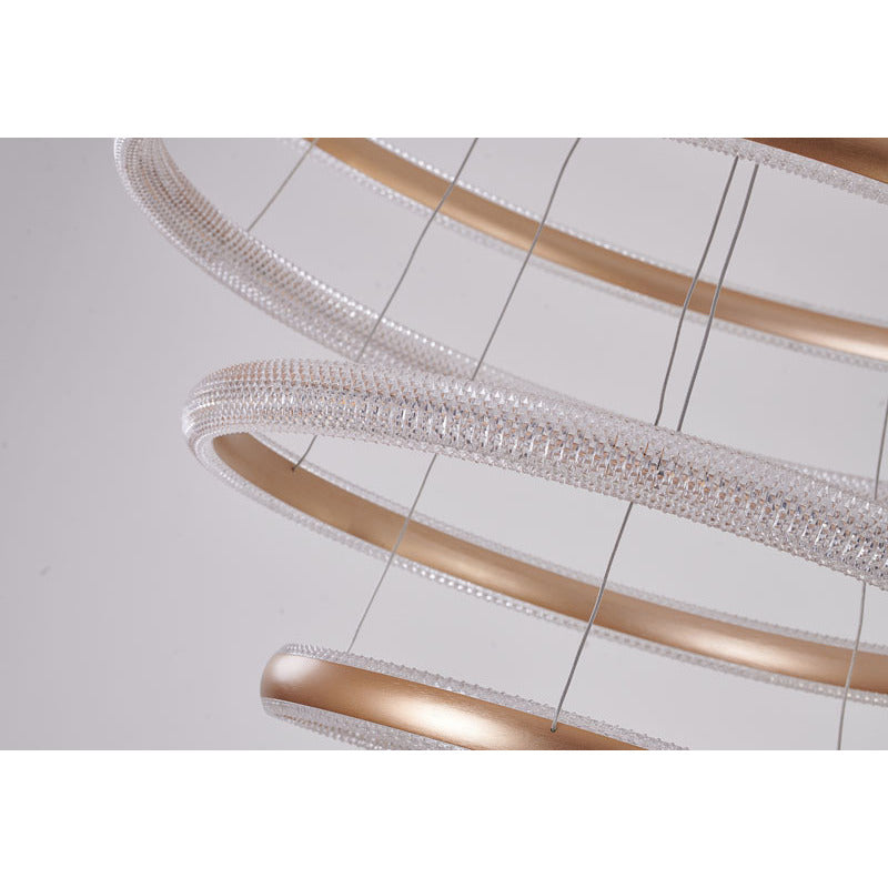 Four Tier Gold Halo Ring LED Chandelier with Clear Acrylic Diffuser by Bethel - view 3
