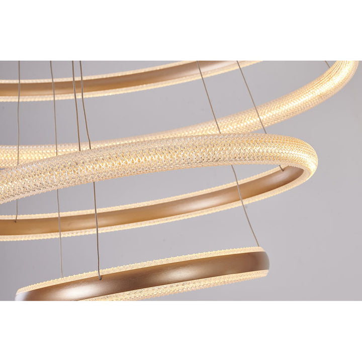 Four Tier Gold Halo Ring LED Chandelier with Clear Acrylic Diffuser by Bethel - view 4