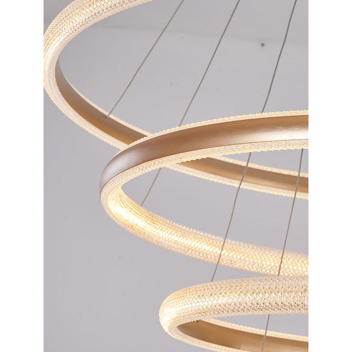 Four Tier Gold Halo Ring LED Chandelier with Clear Acrylic Diffuser by Bethel - view 5